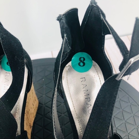 Rampage strap Black cork wedge sandals size 8‎ - Picture 7 of 13